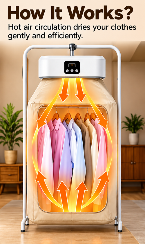 Smart Portable Cloth Dryer – Fast, Gentle & Low-Noise Indoor Clothes Dryer